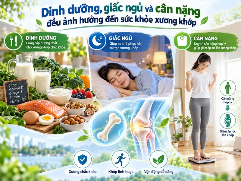 Dinh dưỡng, giấc ngủ và cân nặng đều ảnh hưởng đến sức khỏe xương khớp